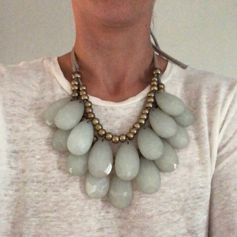Anthropologie Aqua Teardrop Statement Bib Necklace